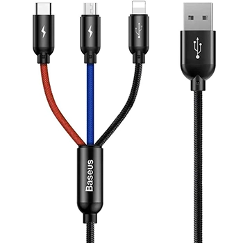کابل تبدیل USB به microUSB/USB-C /لایتنینگ باسئوس مدل CAMLT-BSY01 طول 1.2 متر